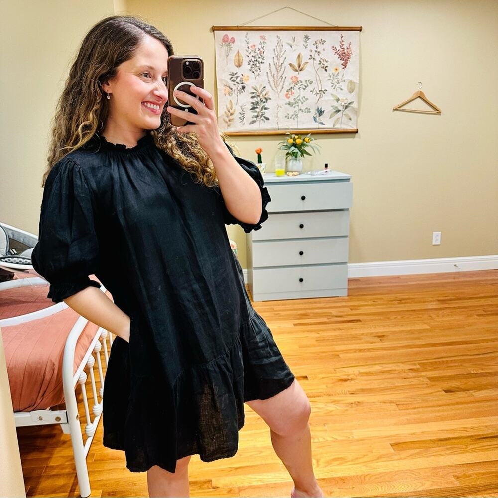 Tuckernuck Velvet Graham & Spencer Black Linen Mini Dress Small
